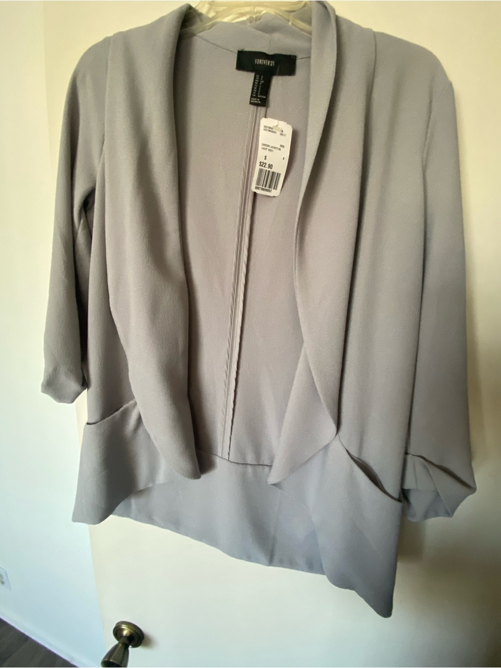Forever 21 Light Gray Draped Open-Front Blazer